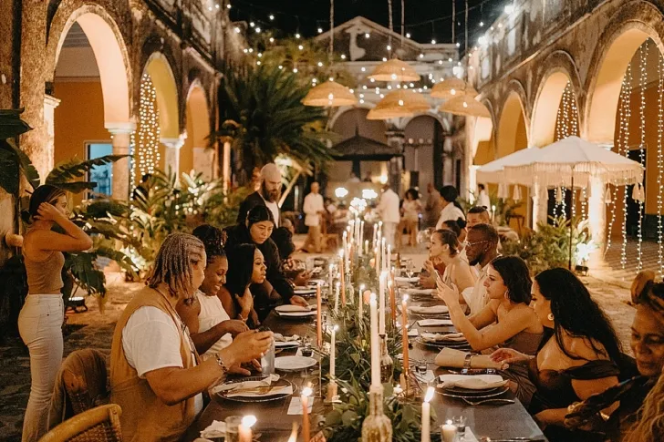 wedding guests during wedding reception
