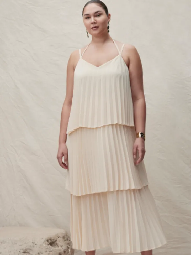 Pleated Plus Size Non Traditional Wedding Dress from Eloquii